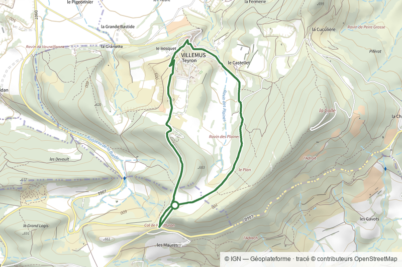 Parcours de petite randonnée de Villemus