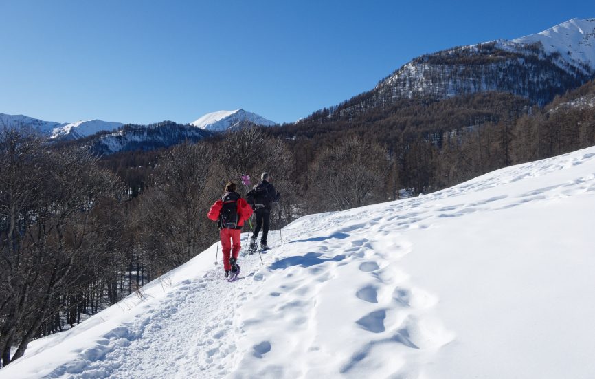 raquettes sur le parcours du Grand Prés