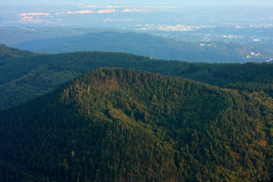 Cratère égueulé du volcan de la Coupe d'Aizac