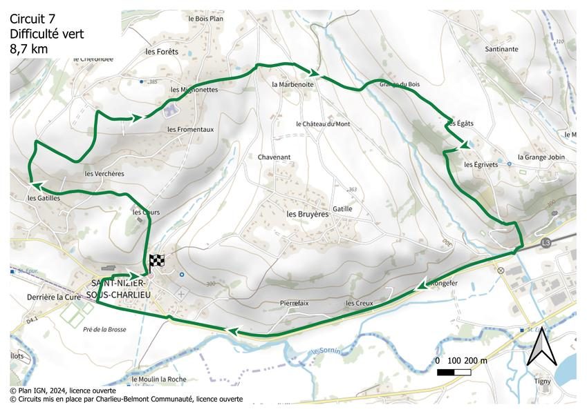 Itinéraire VTT : circuit 7 vert, base Charlieu