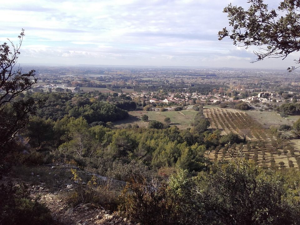 Vue sur Lagnes et la plaine de la Sorgue