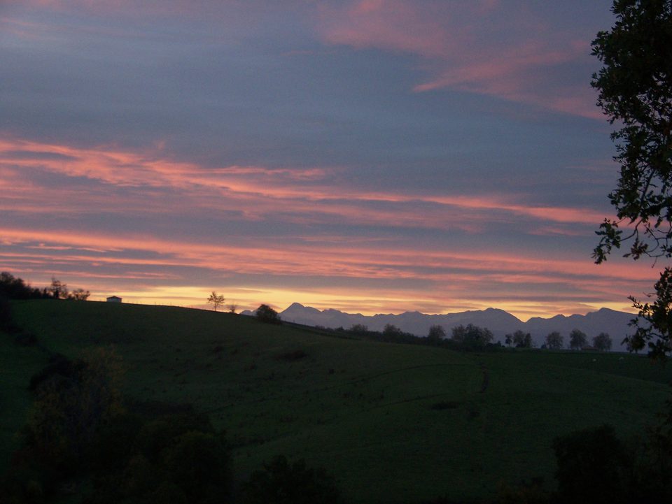 coucher de soleil sur les côteaux