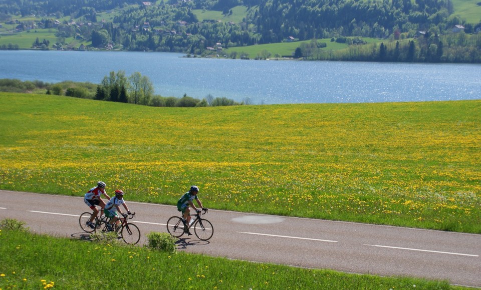 Vélo au bord du lac de Saint-Point