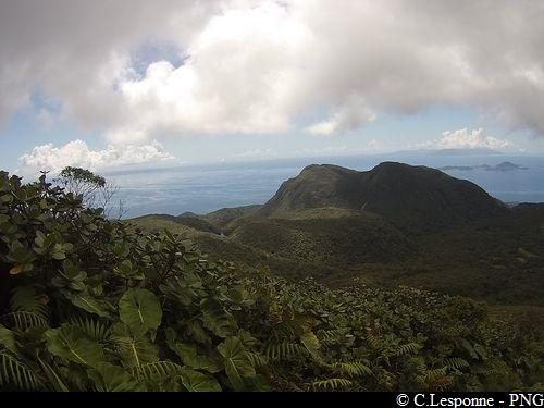 Au sud : vue sur le massif de la Madeleine et les Saintes.