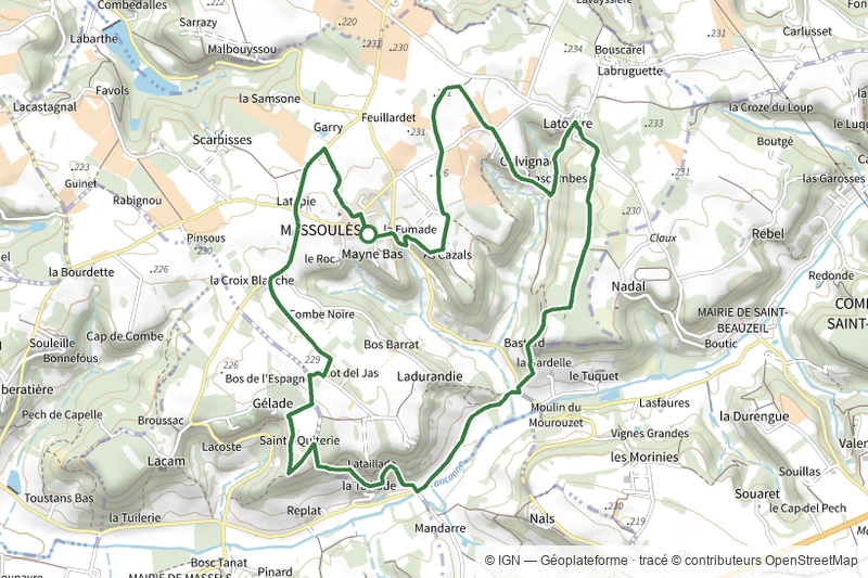 Massoulès, par Sainte-Quitterie et Calvignac - 11km