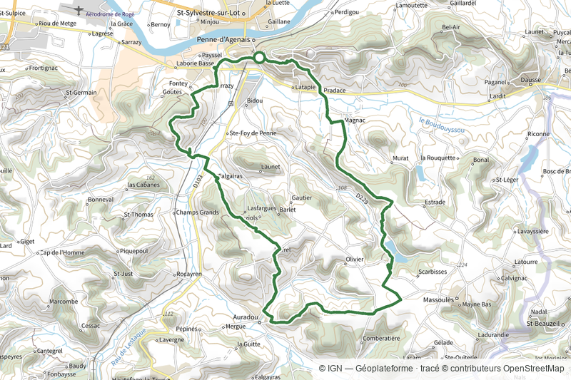 Penne-d’Agenais, Auradou, dans les coteaux nord du Pays de Serres - 23km