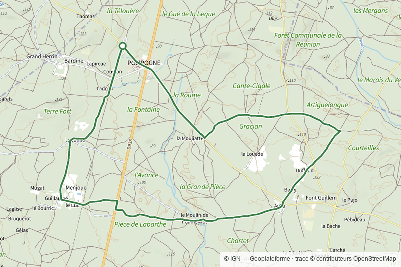 Pompogne, le clocher et le pin - 12.3 km