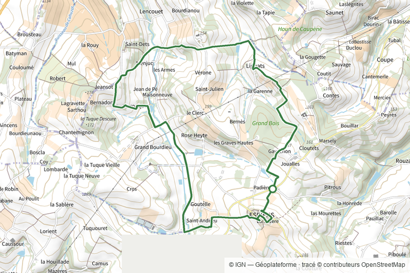 Espiens, dans les coteaux, vers le château de Salles - 10.7km