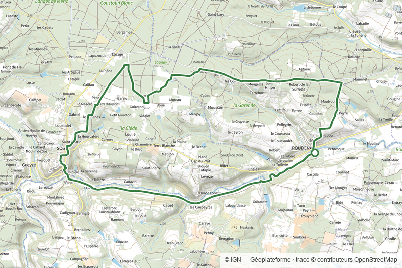 De Sos à Poudenas sur le chemin de Gélise 17.2 km
