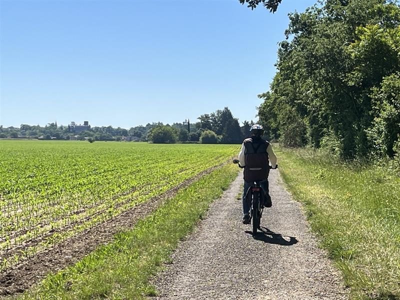 Petite route au bord du Tarn, vue sur le château de Lagrave